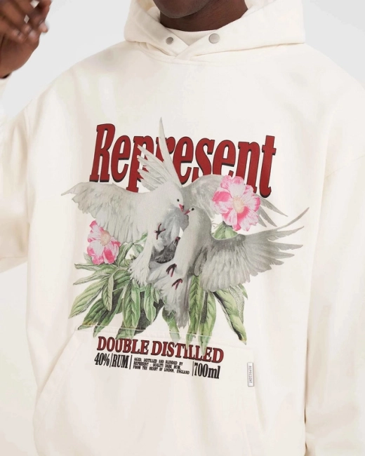 REPRESENT Floral Peace Dove Letter Print Terry Hoodie