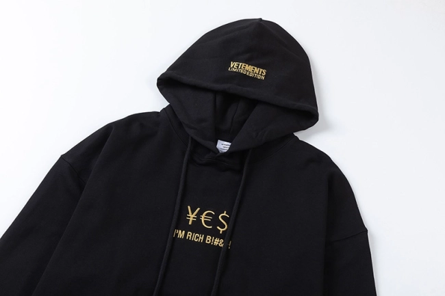 Vetements I&#039;m Rich Money Symbol Embroidered Logo Hoodie