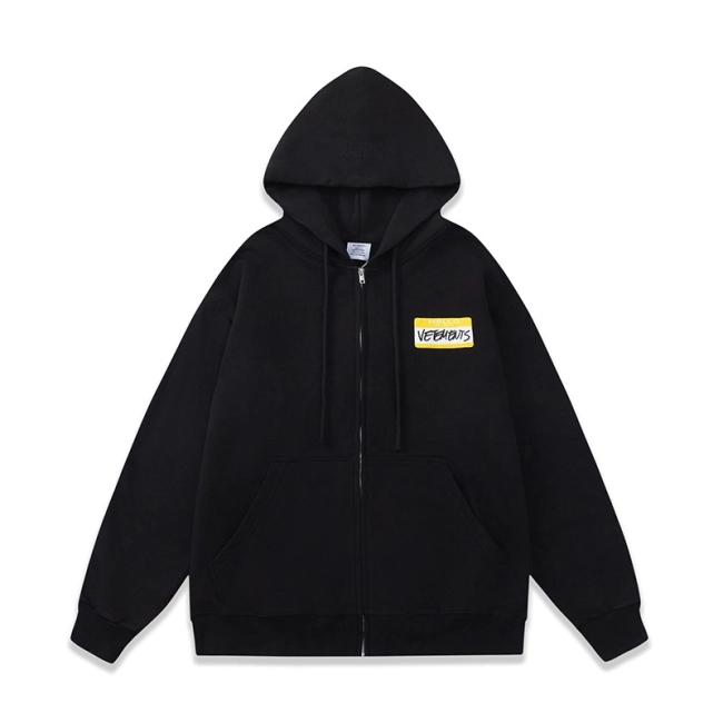 Vetements 23SS Yellow Note Signature Zipper Hoodie Jacket