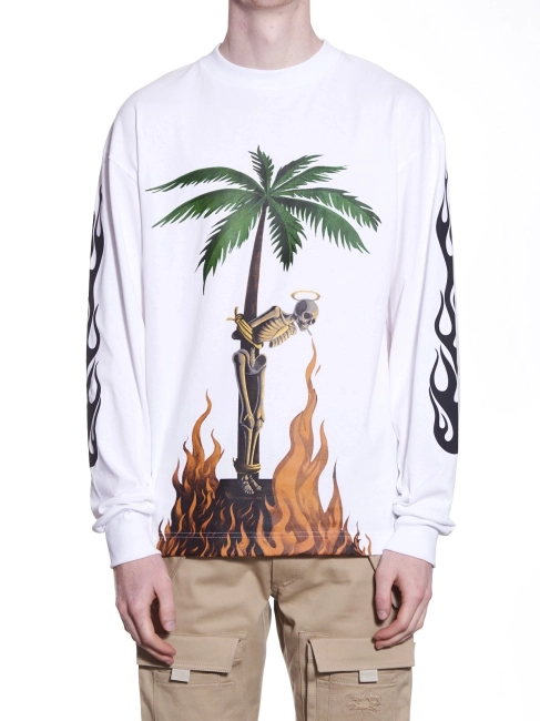 Palm Angels Burning Skeleton Pic Graphic Tee