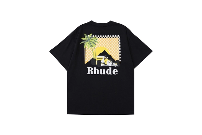 RHUDE Summer Coconut Tree Racing Moonlight Tropics T-shirt