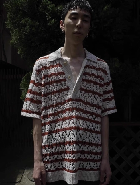 Unisex Red and White Zig Zag Distressed Shirt-18489