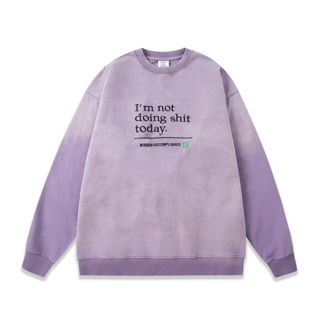 Vetements 2023FW Distressed Washed Letter Embroidered Oversize American Street Pullover Crew Neck Sweatshirt