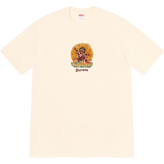 Supreme 22SS Tee Statue Fire God Sanskrit Print Short Sleeve T-Shirt