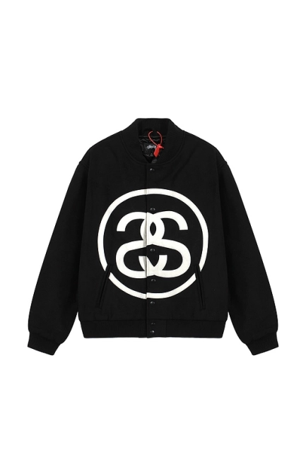 Stüssy Logo Embroidered Wool Jacket