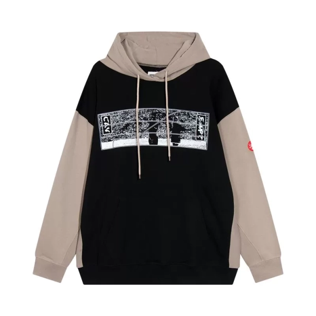 LIFE CAVEMPT 23SS patchwork hooded sweatshirt