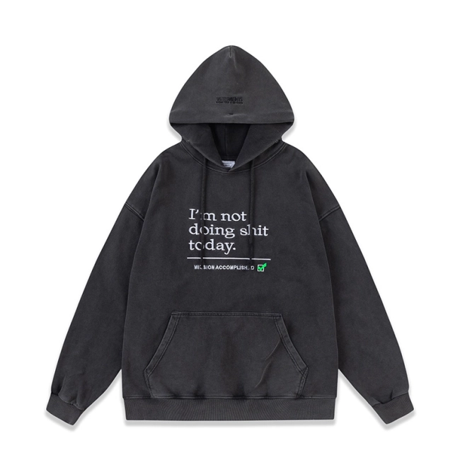 Vetements 2023FW Distressed Washed Letter Embroidered Gradient Hoodie