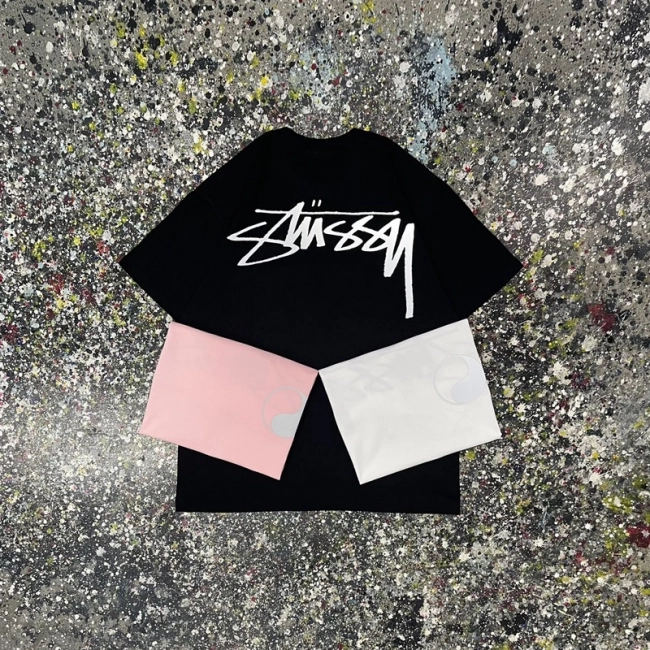 Stüssy Reflective Letter Print Short Sleeve T-shirt