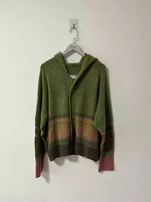 Kiko kostadinov wool blend hooded zip-up cardigan