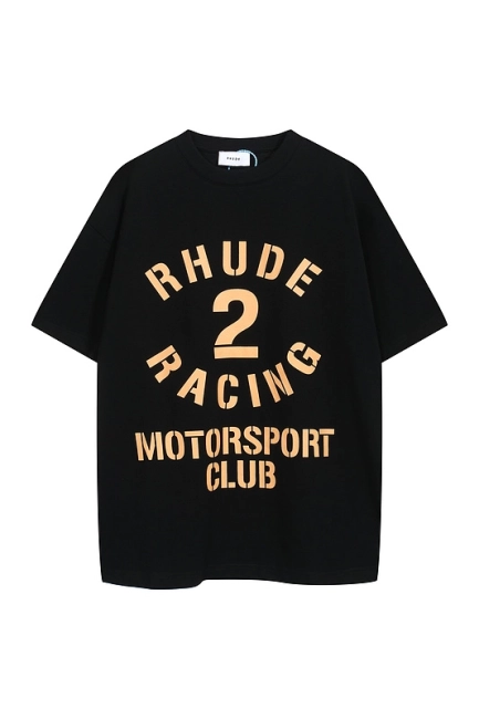 RHUDE Racing Club Slogan Letters Logo T-Shirt