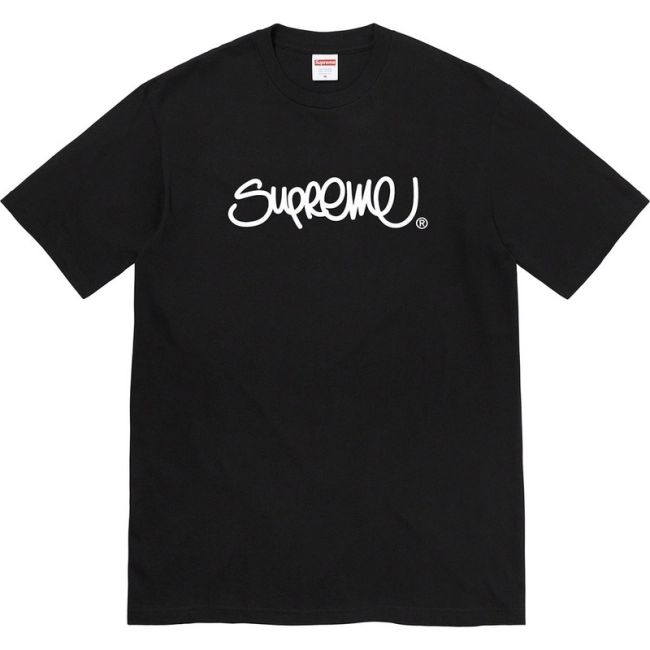 Supreme 22SS Handstyle Tee Line Scribble Logo Print Short Sleeve T-Shirt