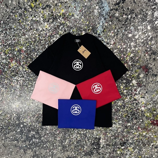 Stüssy Small Logo Collaboration Print Round Neck T-shirt