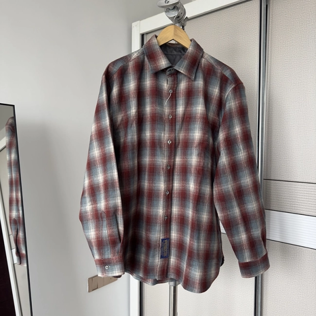 Maison Margiela 23FW red plaid print loose long-sleeved shirt