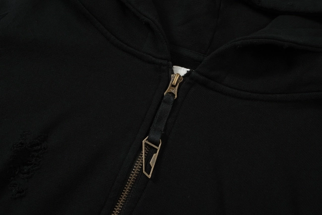 Undermycar Distressed Zipper Hoodie