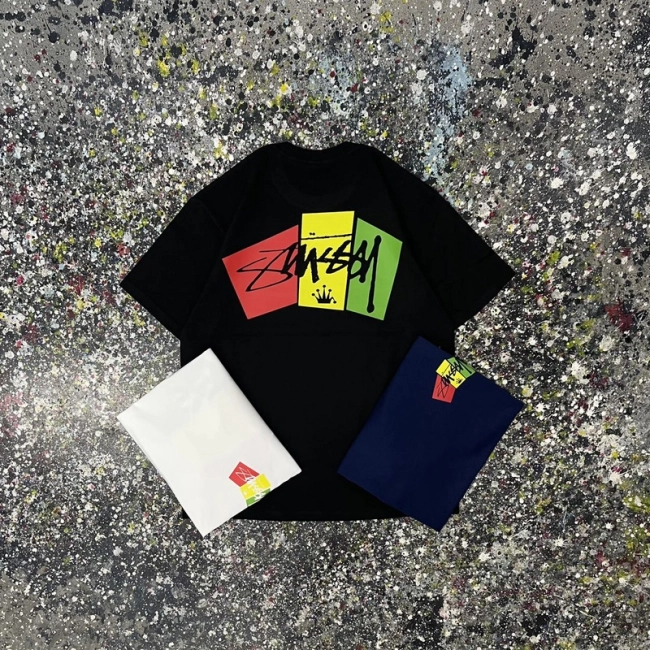 Stüssy Crown Three-color Print Round Neck T-shirt