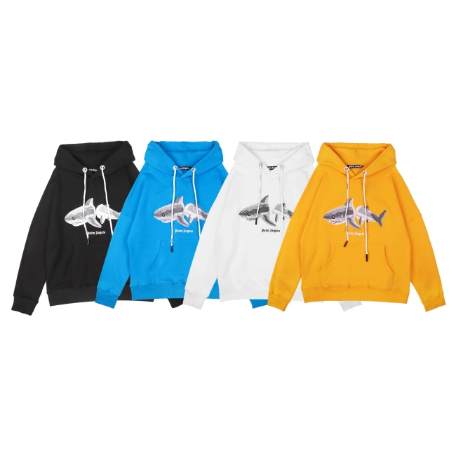 Palm Angels White Men&#039;s Shark Hoodie