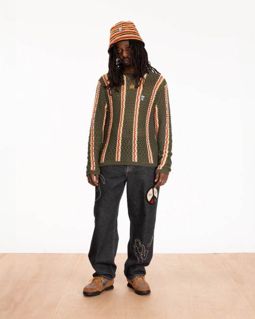 Stussy x Patta Striped Loose Gauge Crewneck Sweater