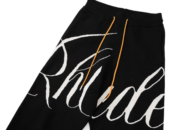 RHUDE Slogan Logo Jacquard Drawstring Tapered Knit Pants