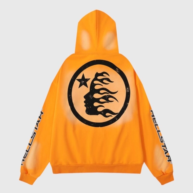 Hellstar Fire Orange Dye Hoodie