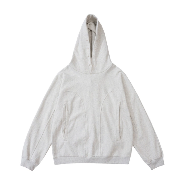 Grailz Buttoned Spliced Solid Color Vibe Hoodie