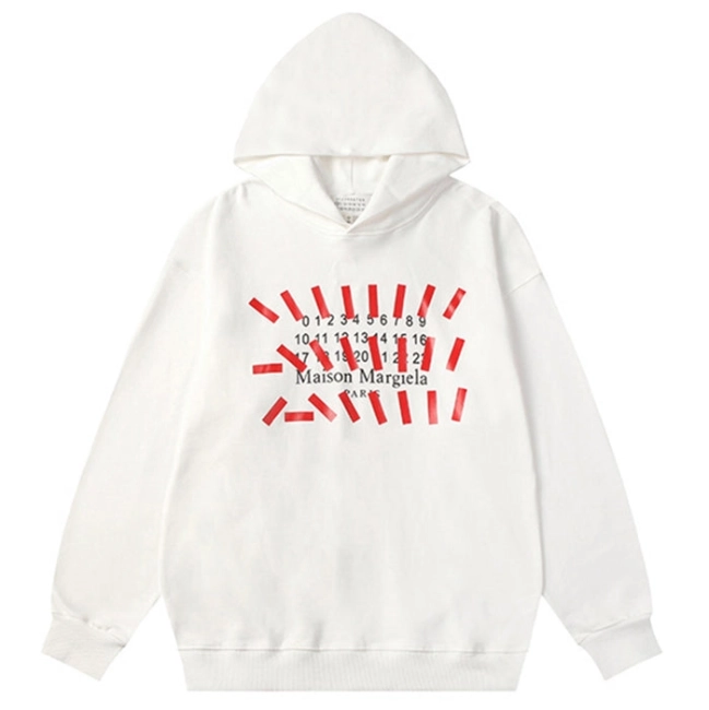 Mm6 Cotton Numbers Tape Print Hoodie