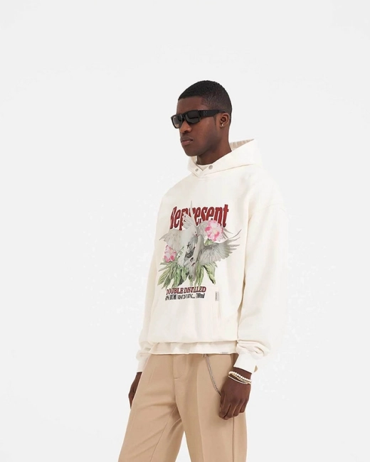 REPRESENT Floral Peace Dove Letter Print Terry Hoodie