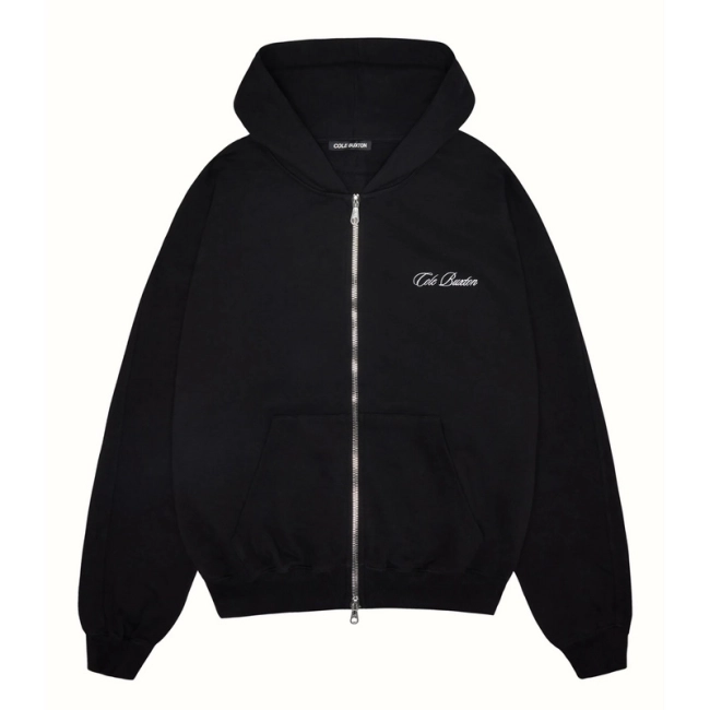 Cole Buxton Minimalist Logo Embroidered Double Zipper Hoodie