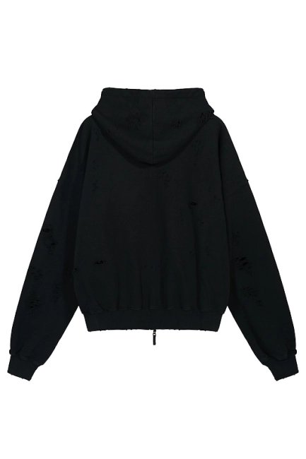 Undermycar Distressed Zipper Hoodie