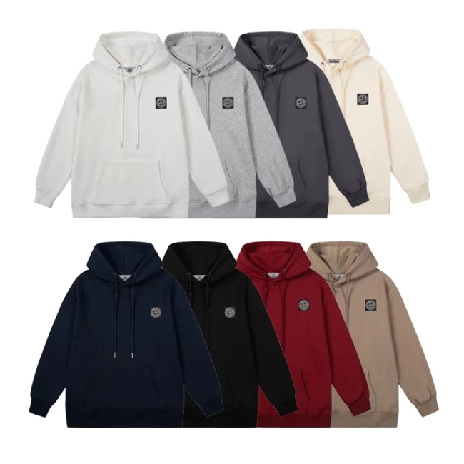 Stone Island Embroidered Maison Kitsune Hoodie With Round Badge Logo