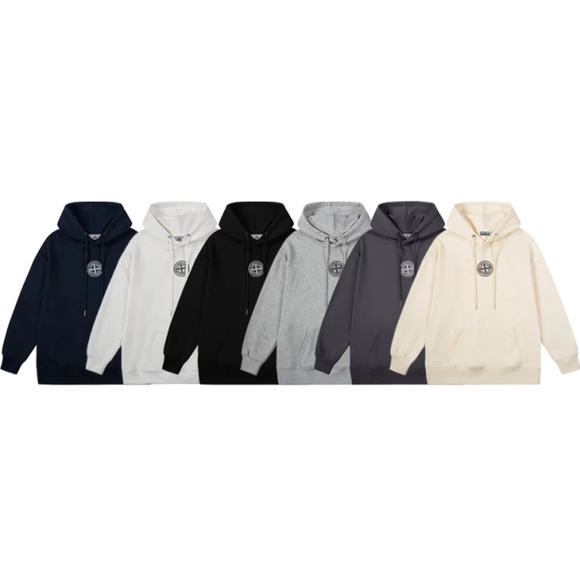 Stone Island Logo Badge Plain hoodie