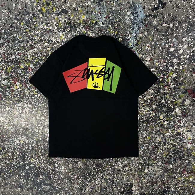 Stüssy Crown Three-color Print Round Neck T-shirt