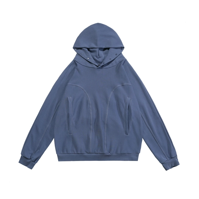 Grailz Buttoned Spliced Solid Color Vibe Hoodie