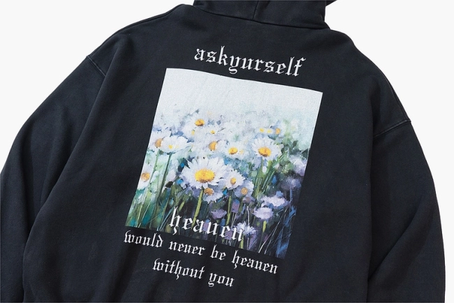 ASKYURSELF Daisy Print Fleece Hoodie