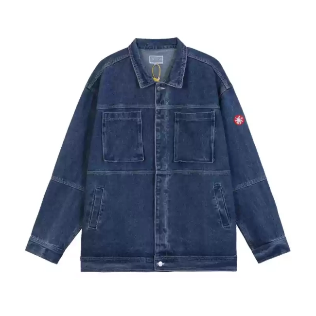 CAVEMPT double-line washed and distressed denim  jacket