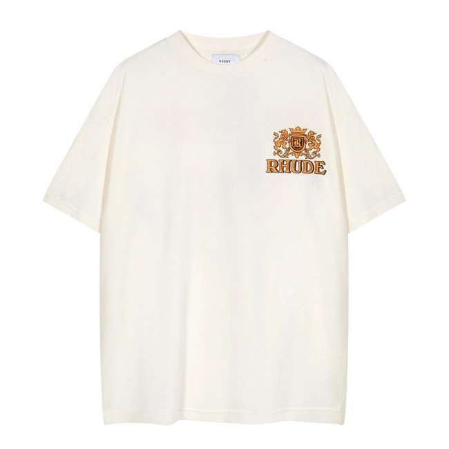 RHUDE Cigar Club Badge Slogan Logo T-Shirt