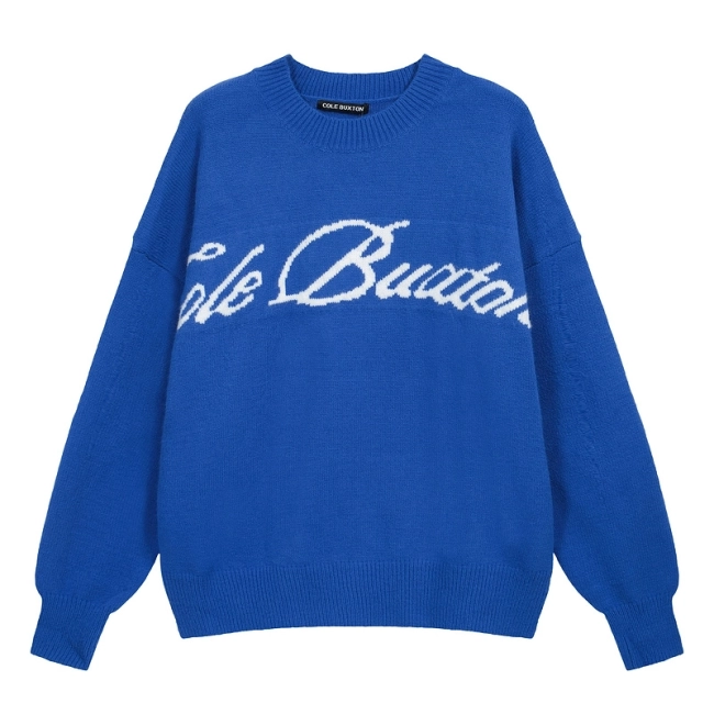 Cole Buxton Minimalist Slogan Jacquard Crewneck Sweater