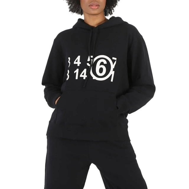 Mm6 Maison Margiela Women&#039;s Black Numeric Logo Hoodie