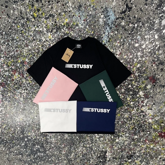 Stüssy Reflective Letter Print Short Sleeve T-shirt