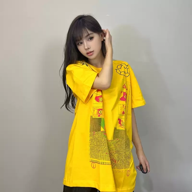 CAVEMPT 24SS geometric yellow short-sleeved shirt