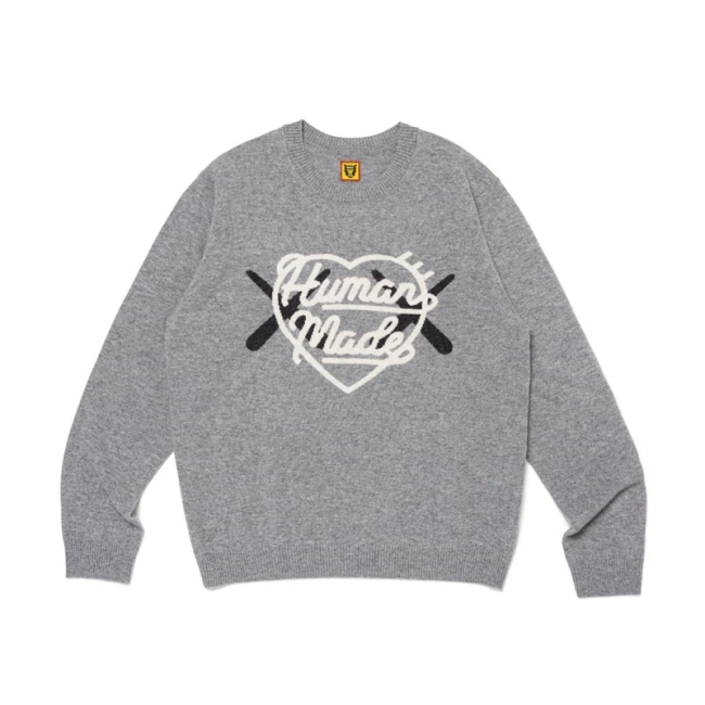 HUMAN MADE x KAWS Collaboration Gray Knit Sweater