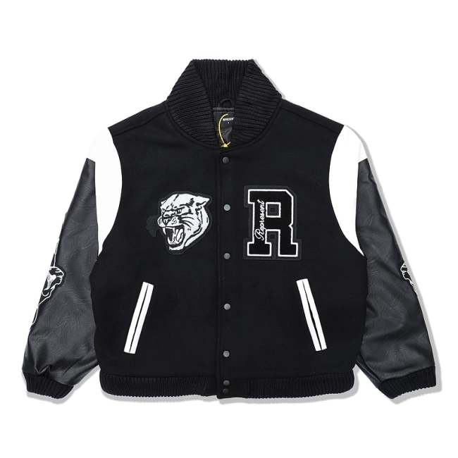 REPRESENT Wool Leather Sleeve Embroidery Baseball Jacket