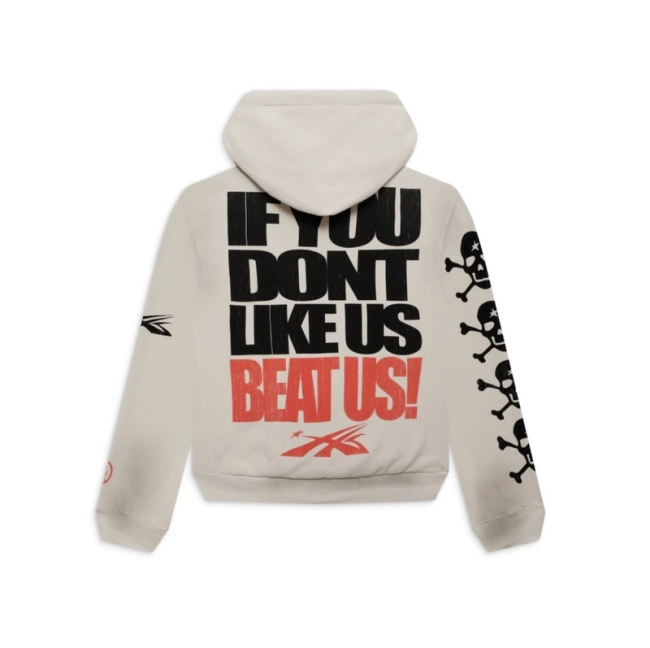 HELLSTAR If You Don&#039;t Like Us Beat Slogan Skull Hoodie