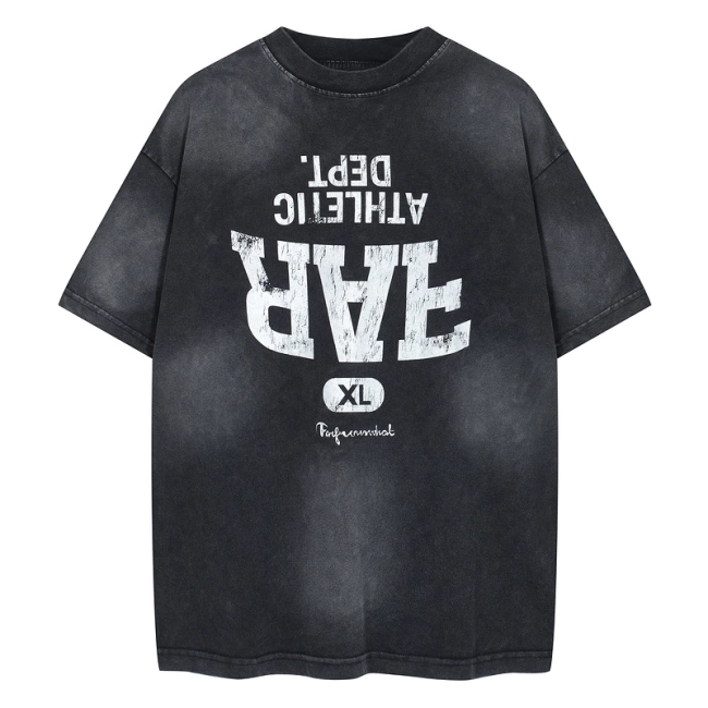 Far archive Washed Logo Letter Reverse Print Short Sleeve T-shirt