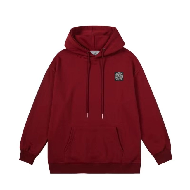 Stone Island Embroidered Maison Kitsune Hoodie With Round Badge Logo