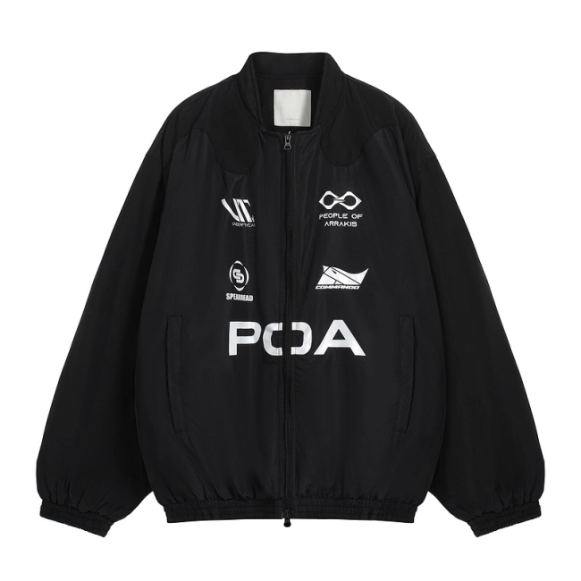 Undermycar POA Racing Slogan Color Block Print Padded Jacket