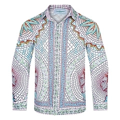 casablanca mosiac grecques printed silk shirt