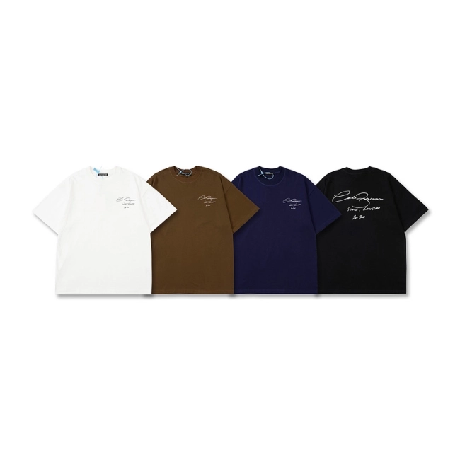 Cole Buxton Minimalist Cursive Slogan Logo Printed Short Sleeve T-shirt