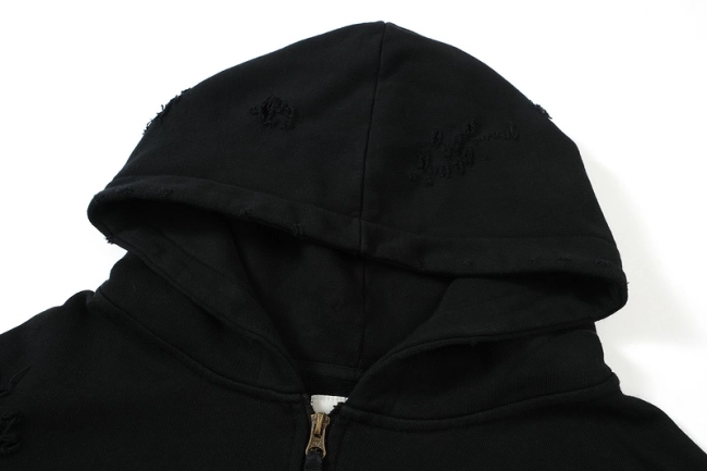 Undermycar Distressed Zipper Hoodie