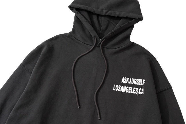 ASKYURSELF Distressed Letter Print Hoodie