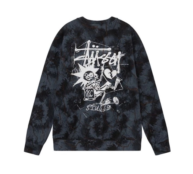 STUSSY crew neck hoodie skull alphabet pattern